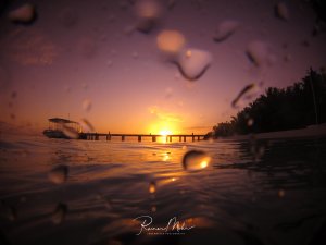 Sonnenuntergang nach einem Dämmerungstauchgang auf den Malediven